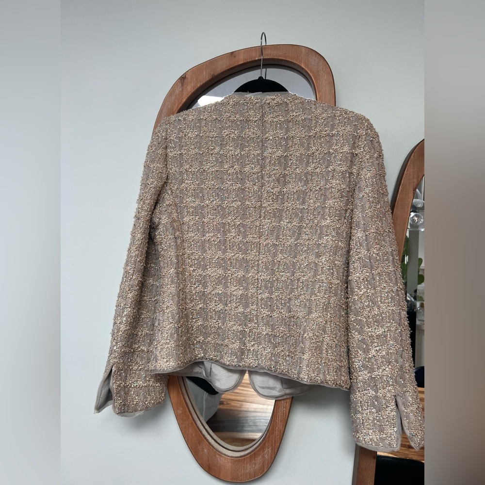 Armani Collezioni Women's Beige Tweed Blazer - Picture 3 of 12